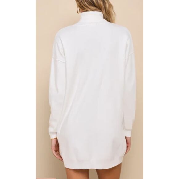 LULU'S L Ivory Toasty Perfection White Turtleneck Mini Sweater Dress NEW B84 - Picture 2 of 9
